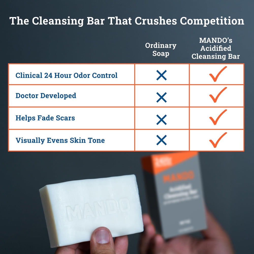 Mando 4-in-1 cleansing bar face wash closeup for gentle cleansing
