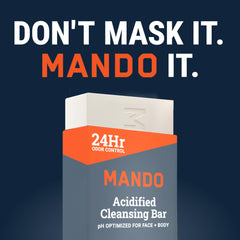 Mando 4-in-1 cleansing bar packaging display with clean design