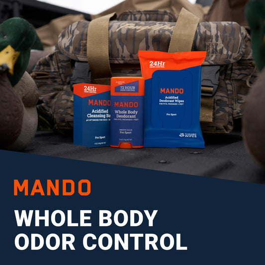 Mando acidified cleansing bar 4-in-1 for cleansing and odor prevention