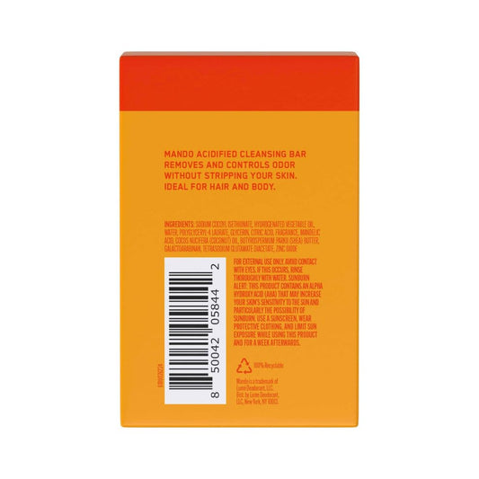Mando Acidified Cleansing Bar dense lather close-up highlights luxurious cleansing