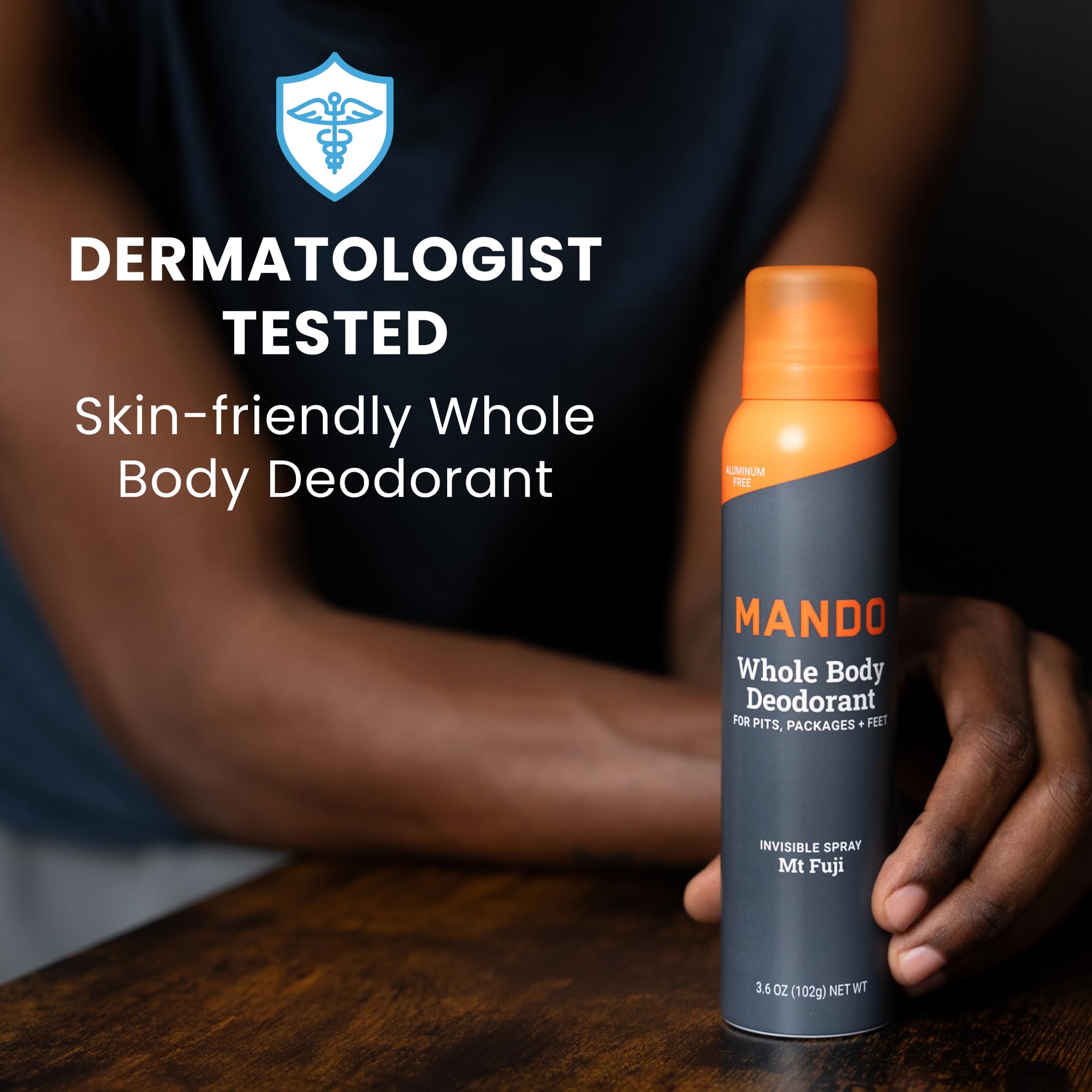 Active lifestyle scene with Mando on-the-go deodorant trio in use