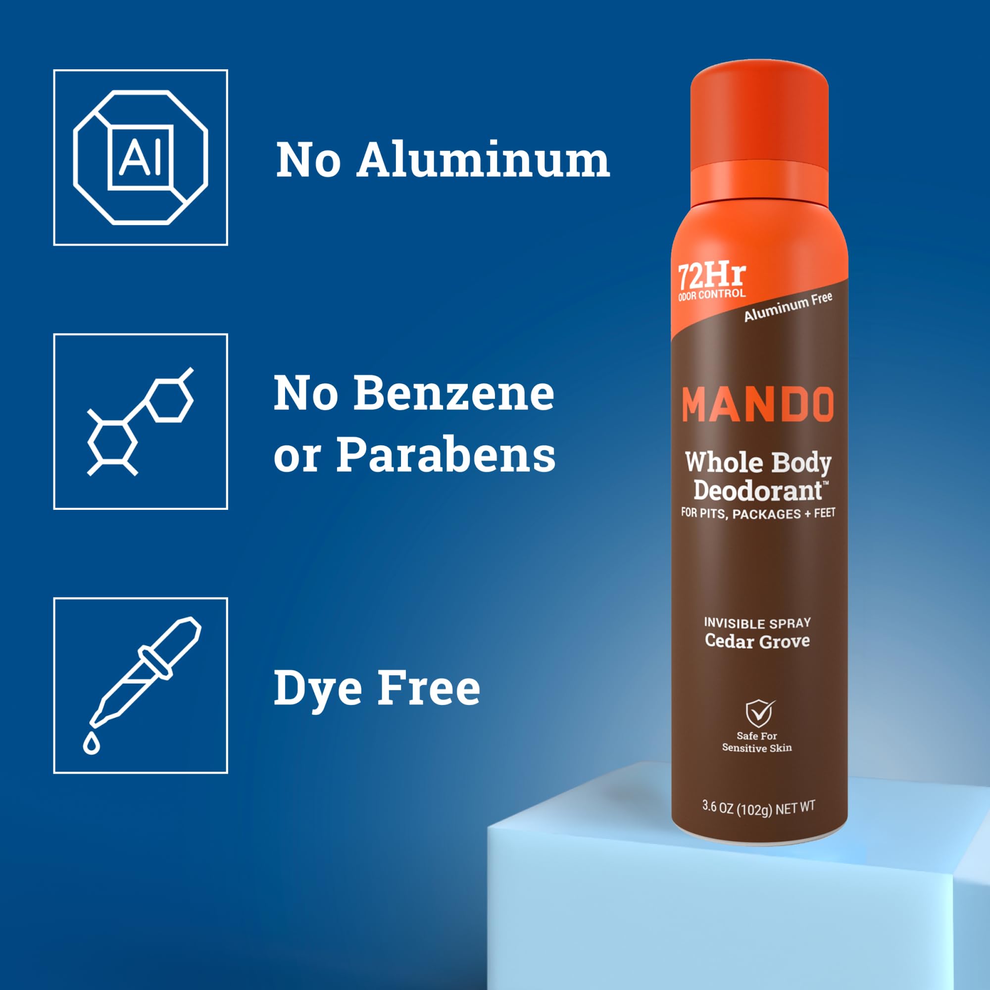 Aluminum-free and benzene-free protection in a lightweight mist.