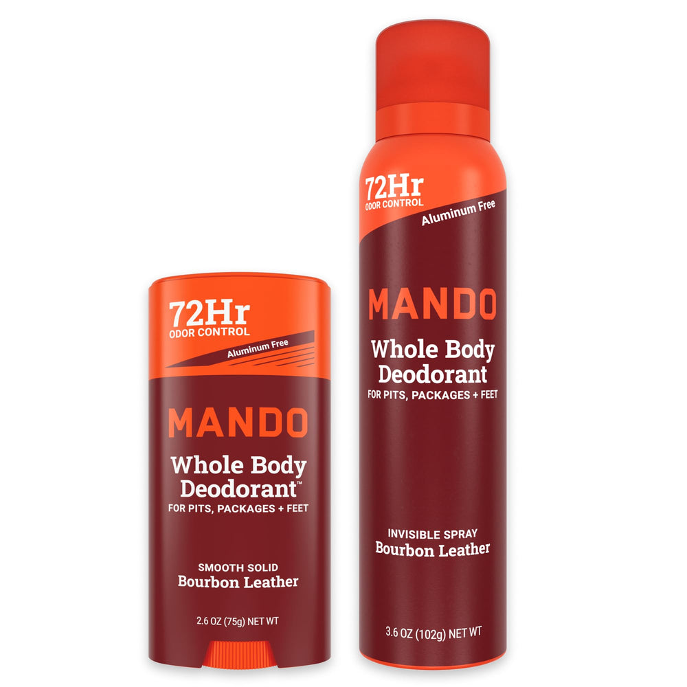 Mando Bourbon Leather solid stick for targeted odor control.