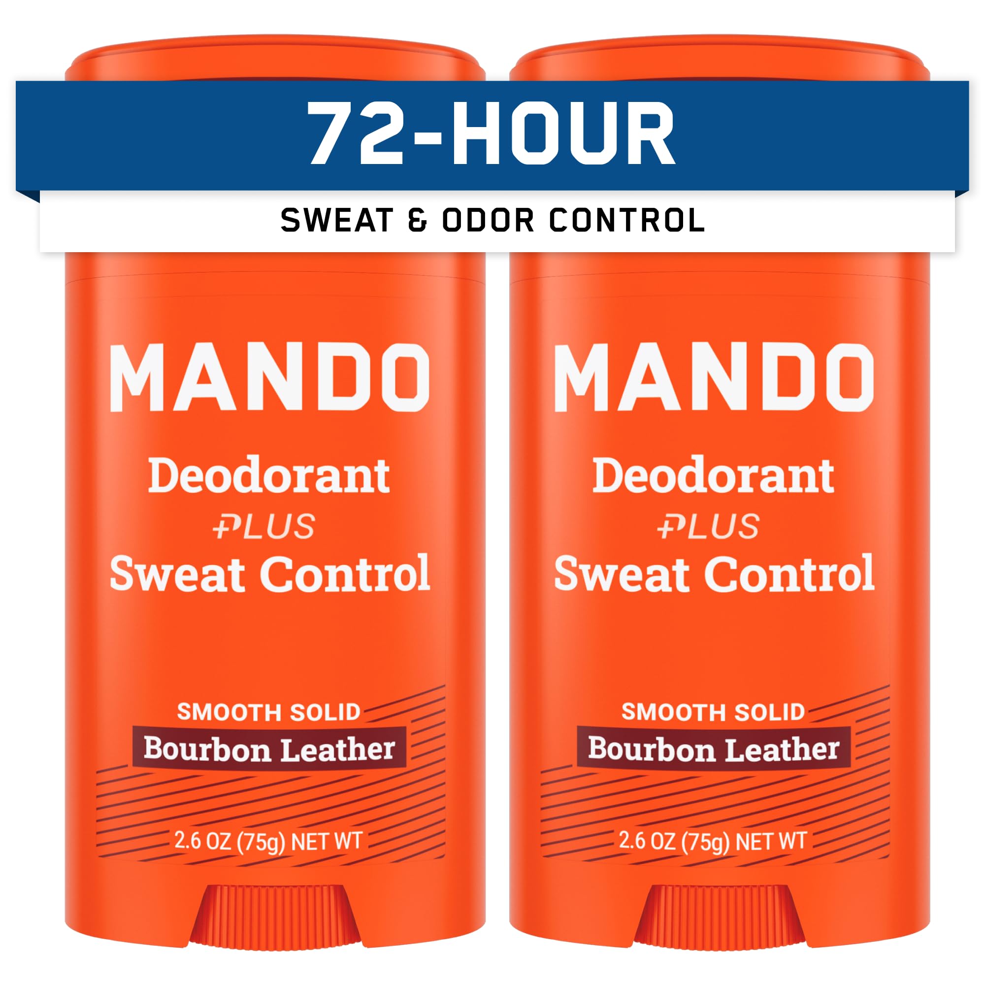 Mando Bourbon Leather packaging shows a 2-pack antiperspirant for protection