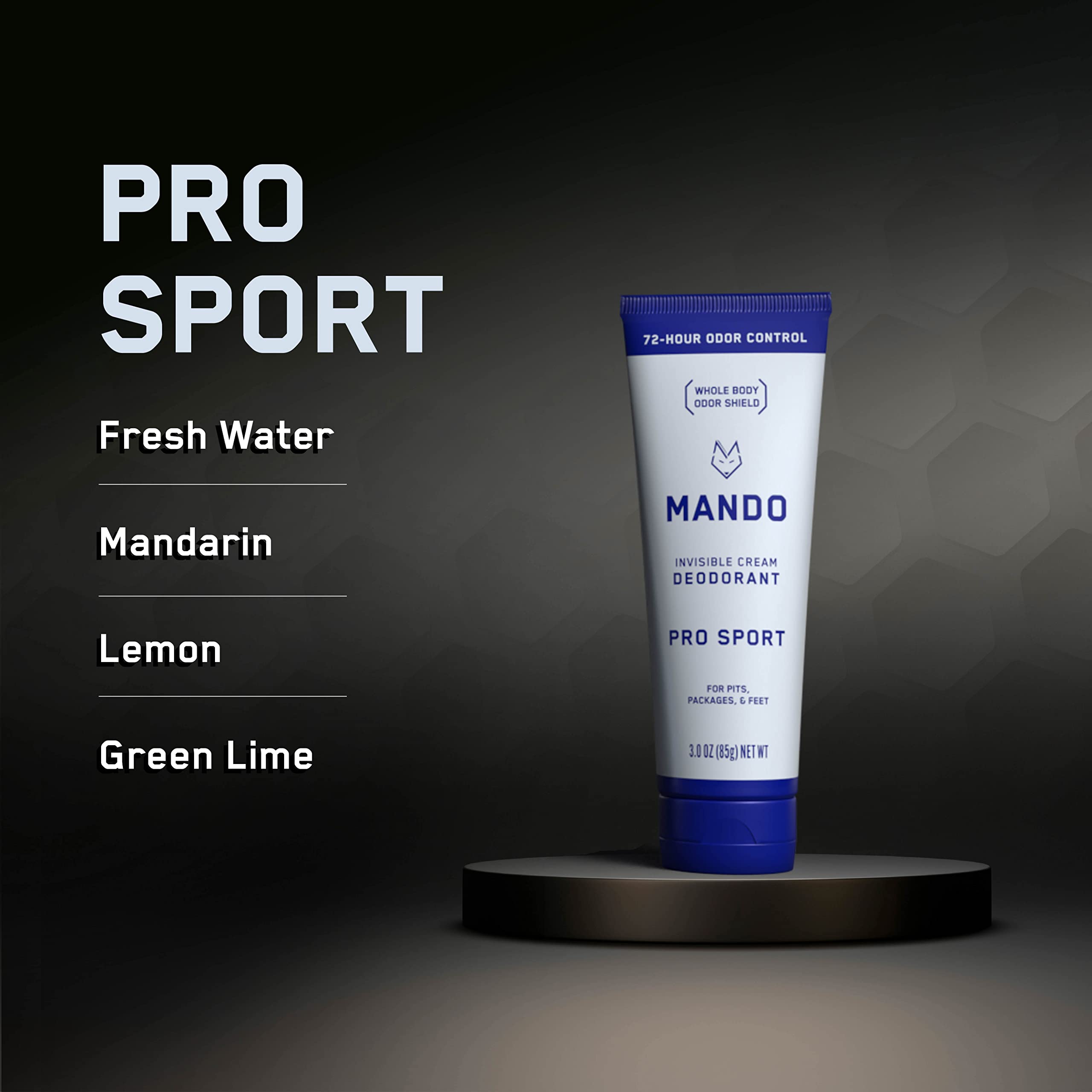Mando tube on bathroom shelf signaling a skin-safe solution for everyday odor management.
