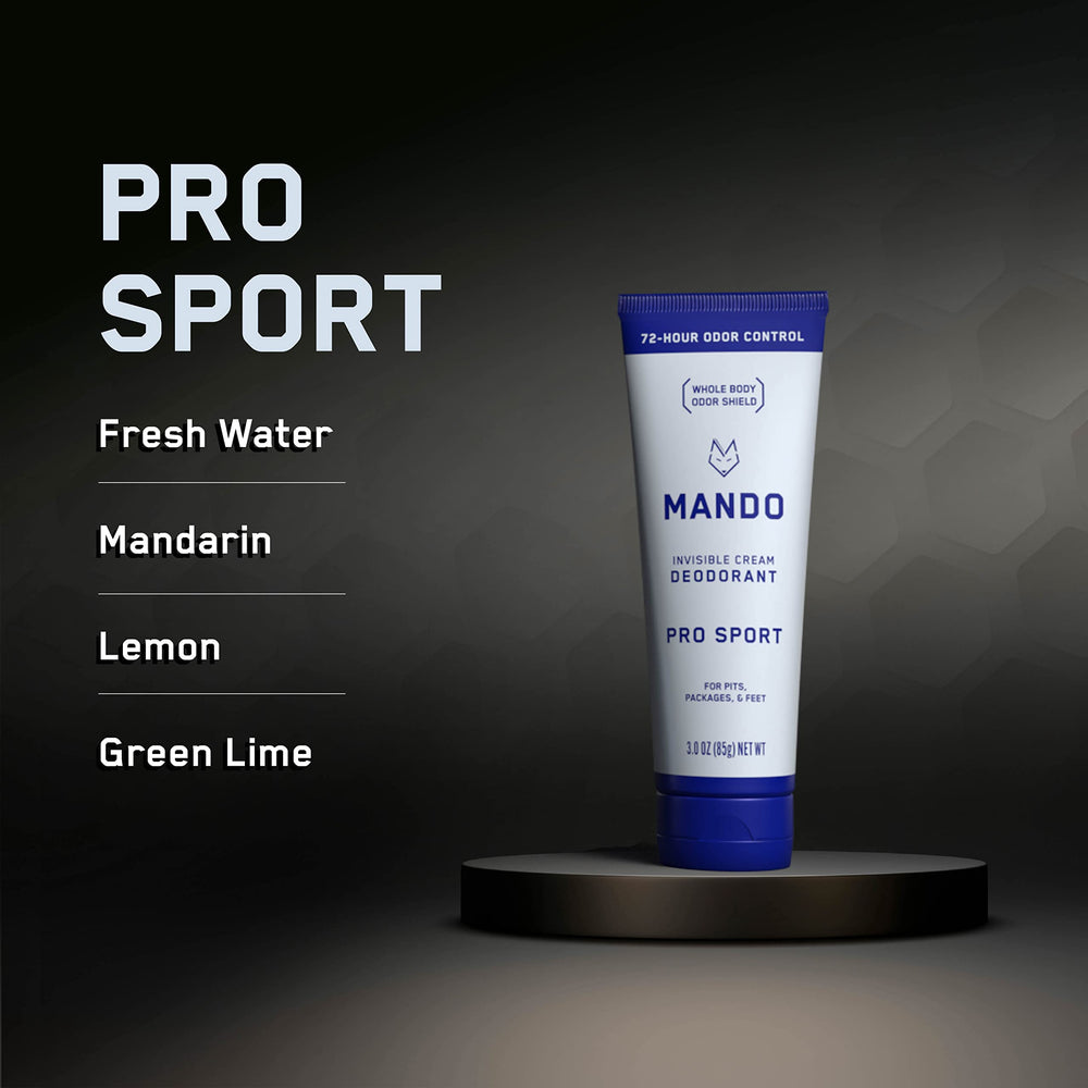 Mando tube on bathroom shelf signaling a skin-safe solution for everyday odor management.