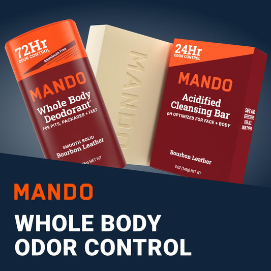 Mando 4-in-1 acidified cleansing bar balancing skin pH.