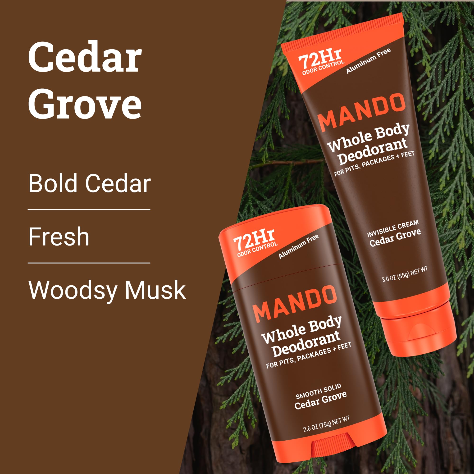 Mando cream-dispense Cedar Grove shows quick application for targeted odor defense.