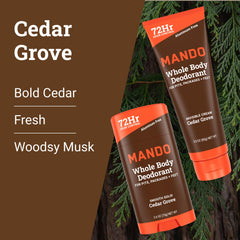 Mando cream-dispense Cedar Grove shows quick application for targeted odor defense.