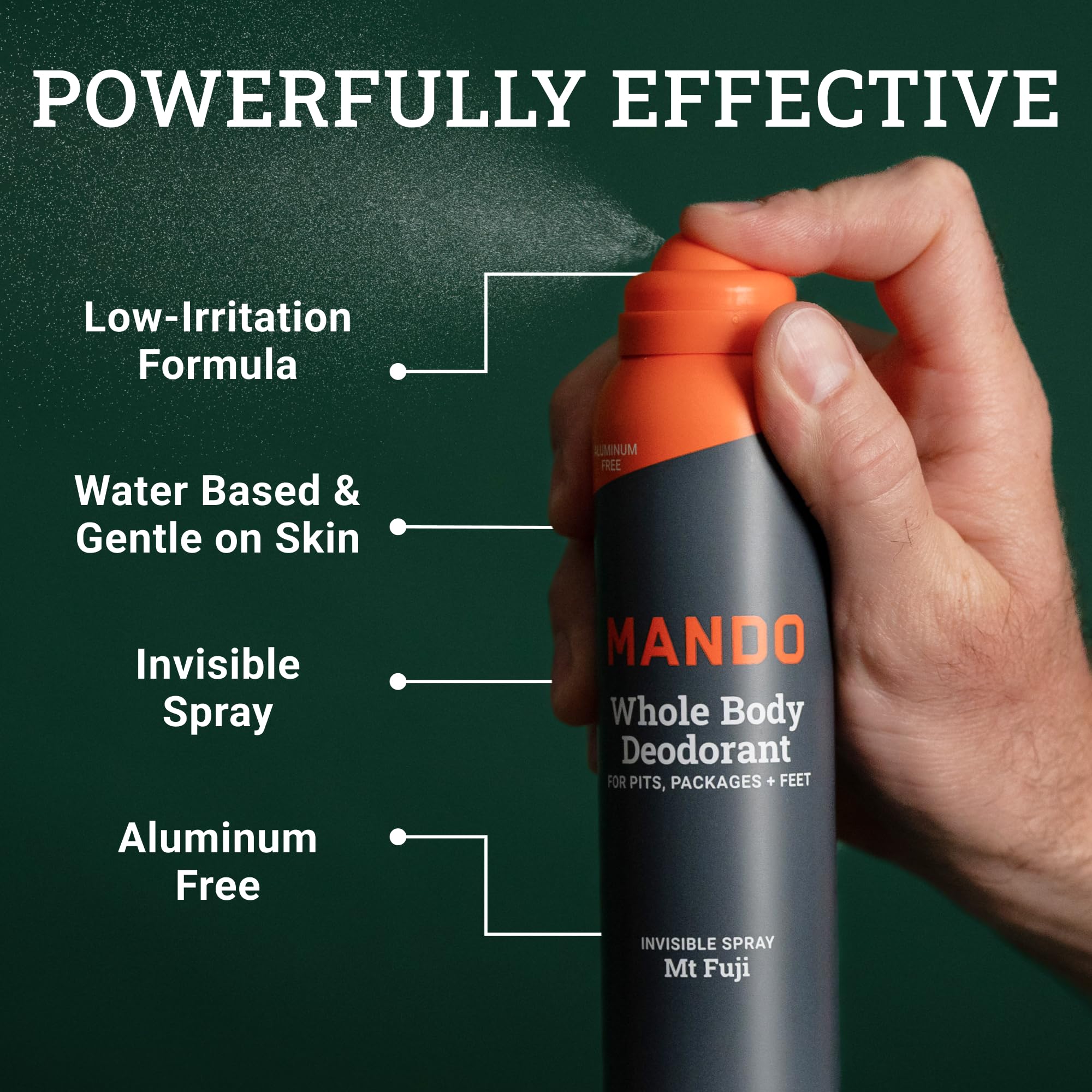 Mando odor-control experience suggests all-over protection throughout day.