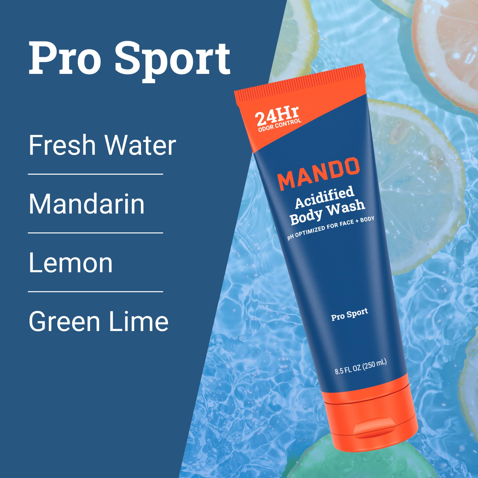 Ingredients panel features mandelic acid for cleansing support in Mando Odor Shield.