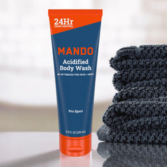 Mando Odor Shield demonstrates skin-safe use for odor-prone areas.