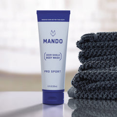 Mando Odor Shield packaging-closeup emphasizes SLS/SLES-free formula