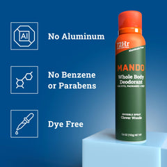 Mando pits-privates-feet-use spray demonstrates versatile all-over protection