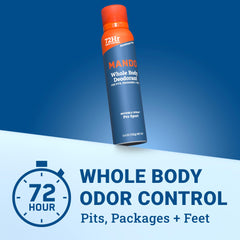 Mando Pro Sport 72-hour odor control bottle demonstrates long-lasting freshness.
