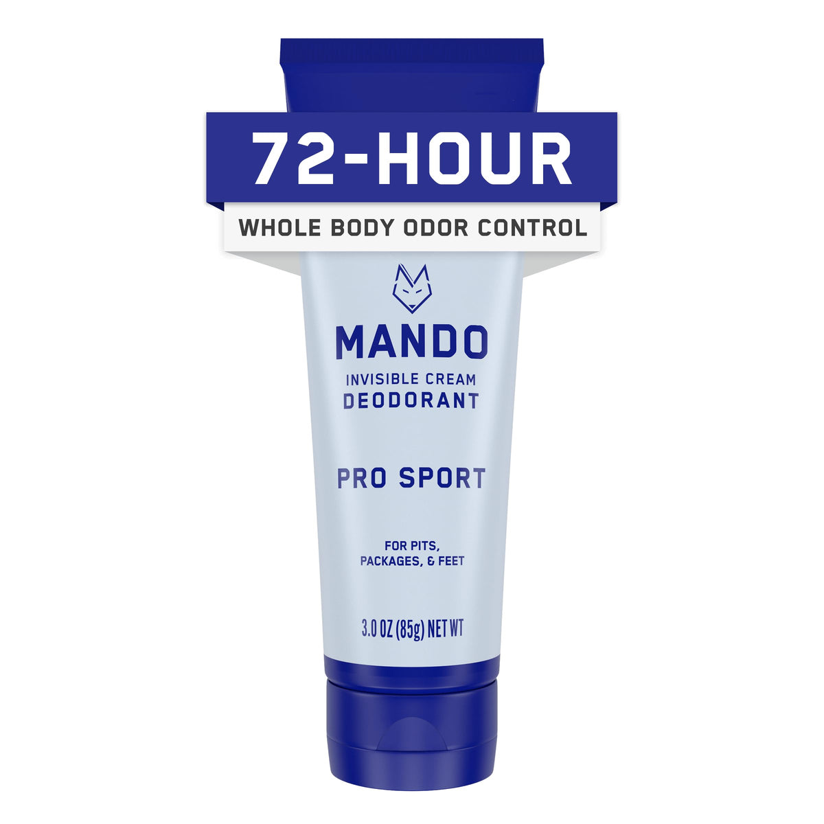 Mando Pro Sport deodorant tube ready for daily odor control with skin-safe formula.