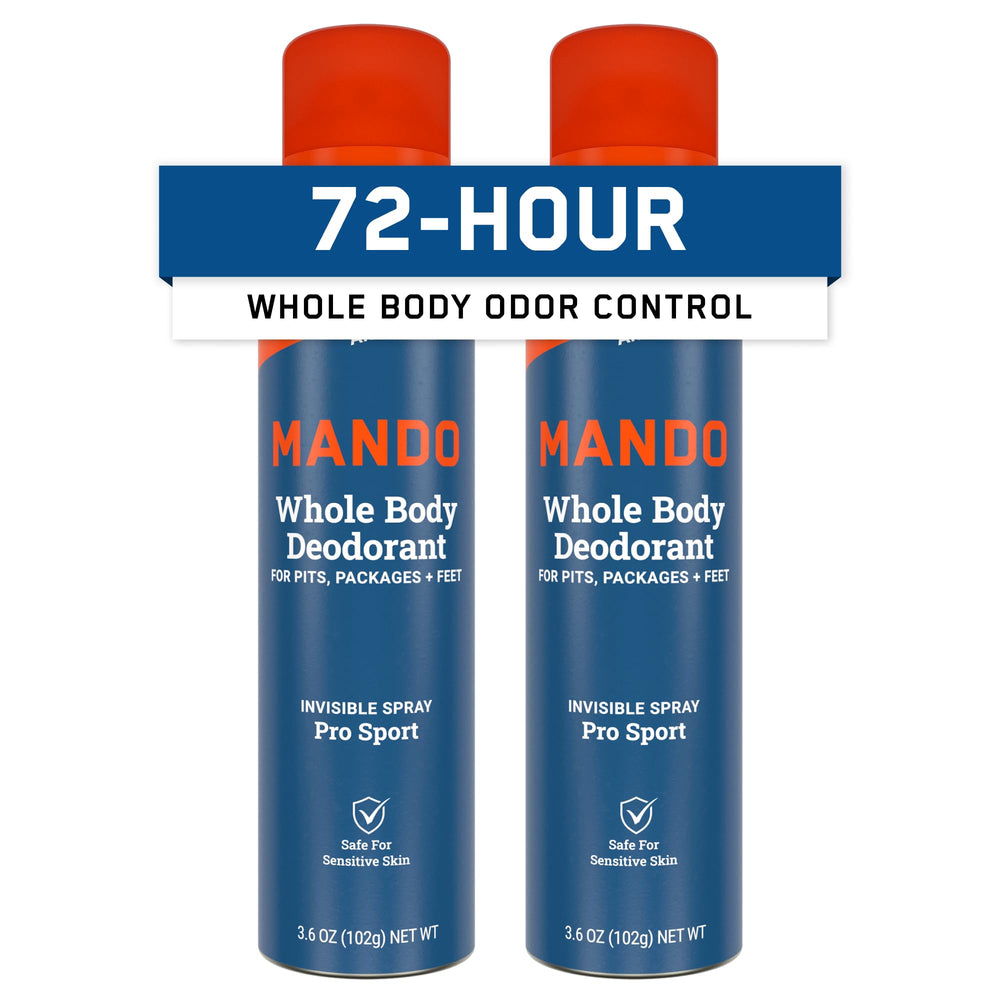 Mando Pro Sport invisible spray can top view showing discreet odor control.