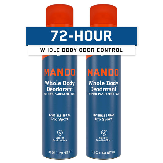 Mando Pro Sport invisible spray can top view showing discreet odor control.
