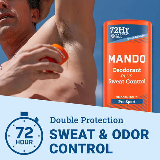 Mando Pro Sport solid-stick application close-up shows smooth glide and dryness