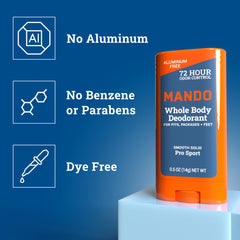 Mando skin-safe formula designed for all-over use including sensitive areas.