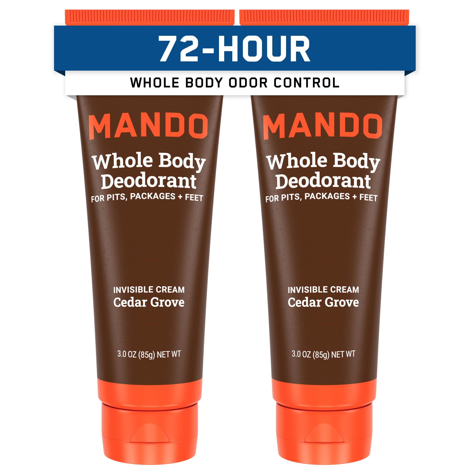Mando Cedar Grove deodorant tube delivers all-day odor control.