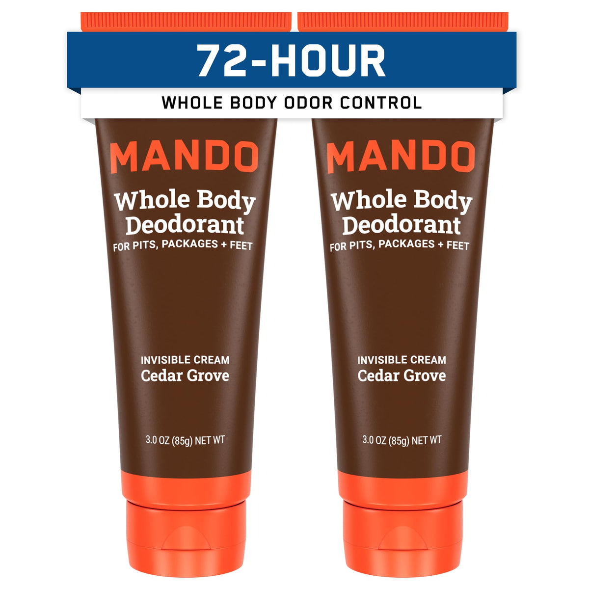 Mando Cedar Grove deodorant tube delivers all-day odor control.