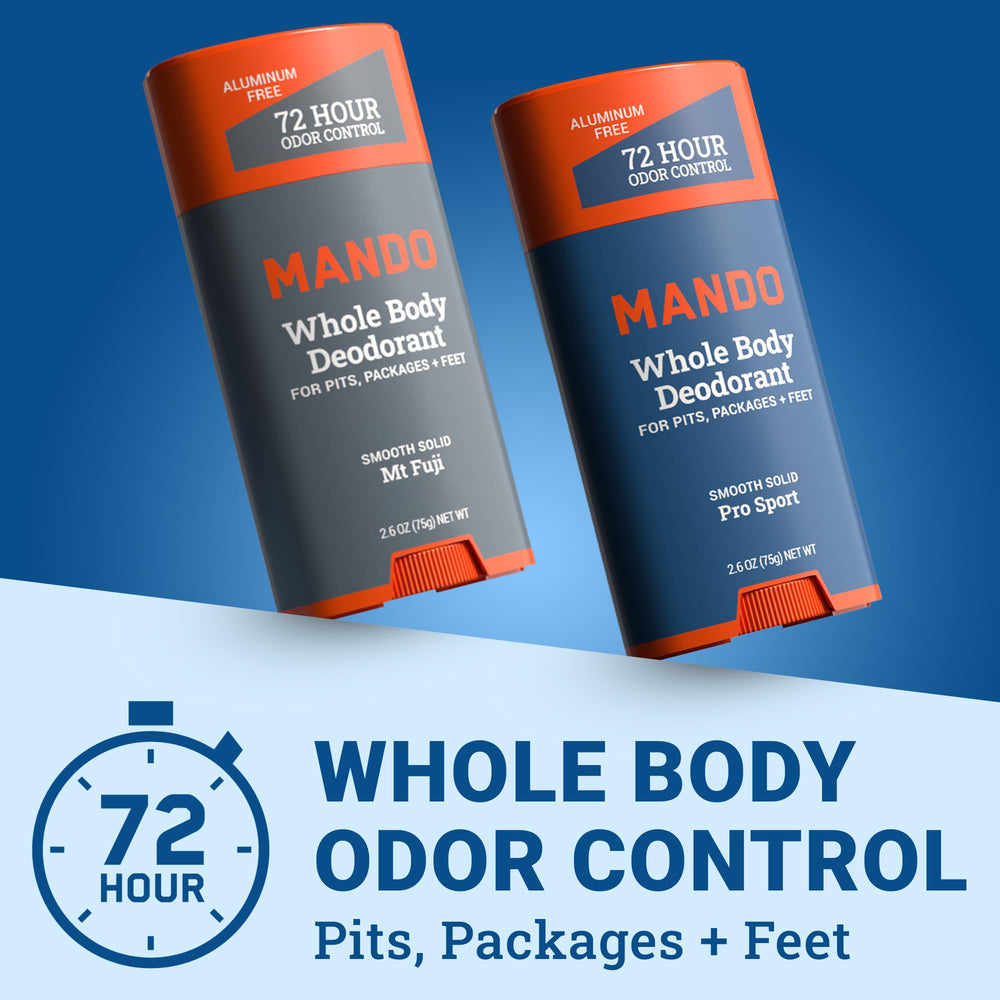 Mando Mt Fuji deodorant stick back label highlights skin-safe formula.