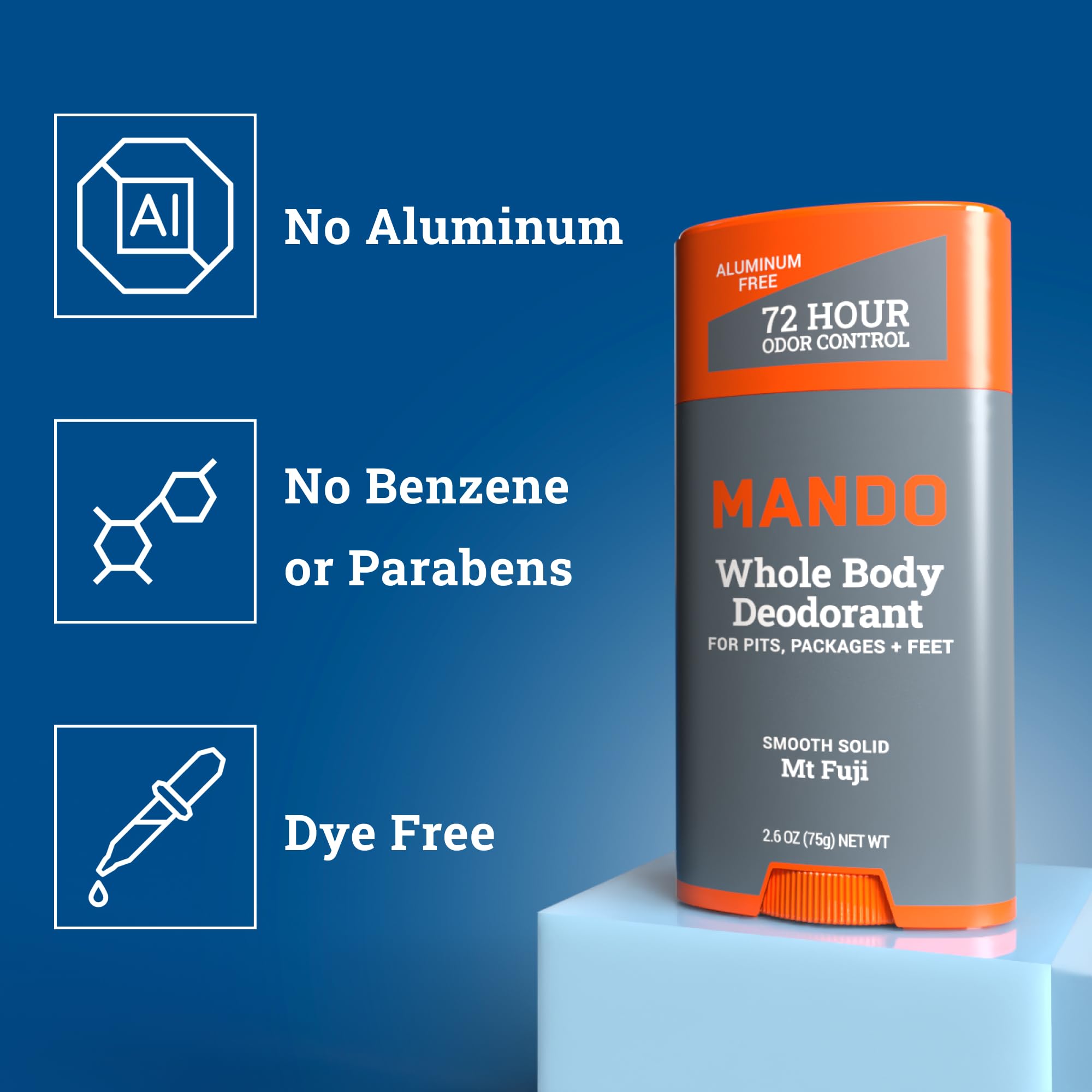 Mando Pro Sport deodorant stick front view for everyday comfort.