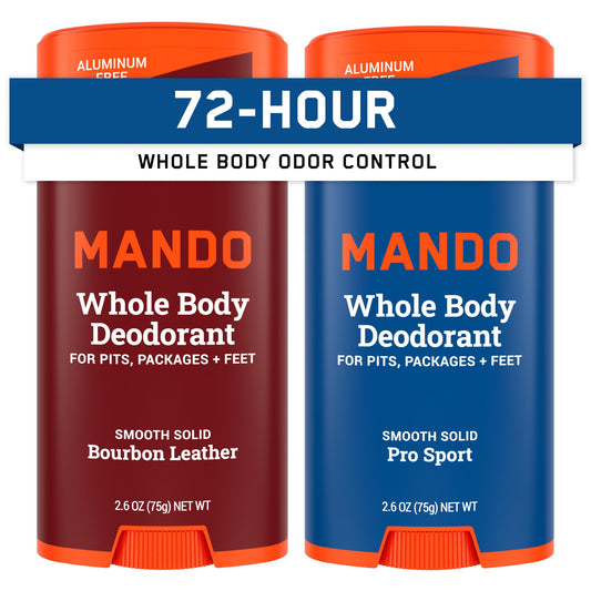Mando Bourbon Leather deodorant stick for all-day odor control.