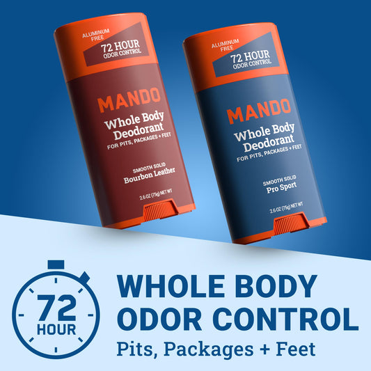 Mando Pro Sport deodorant stick with smooth application.