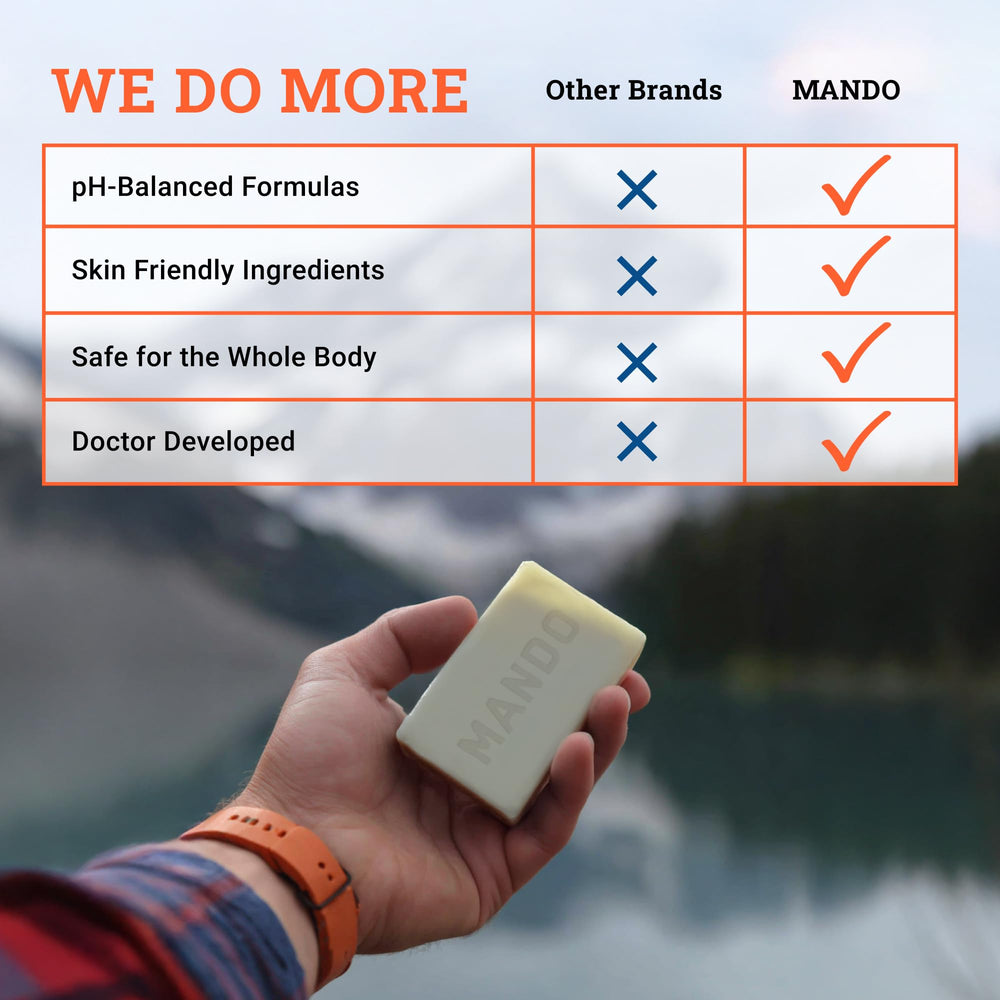 Mando cleansing bar with four-in-one formula for body care