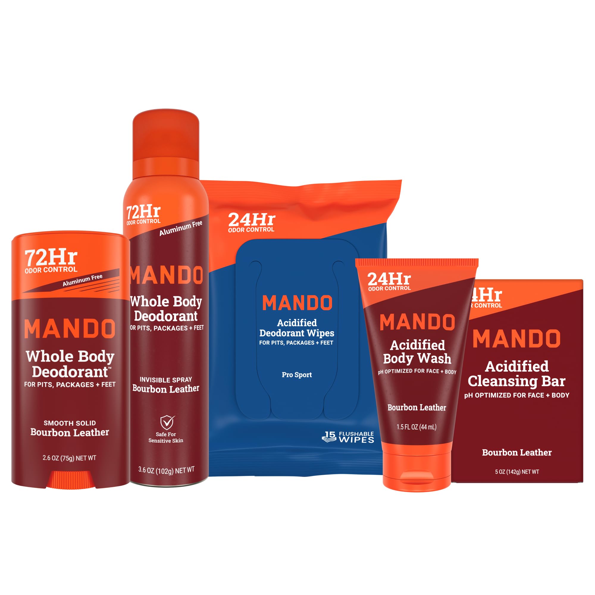 Mando solid-stick deodorant in Bourbon Leather scent for daily freshness