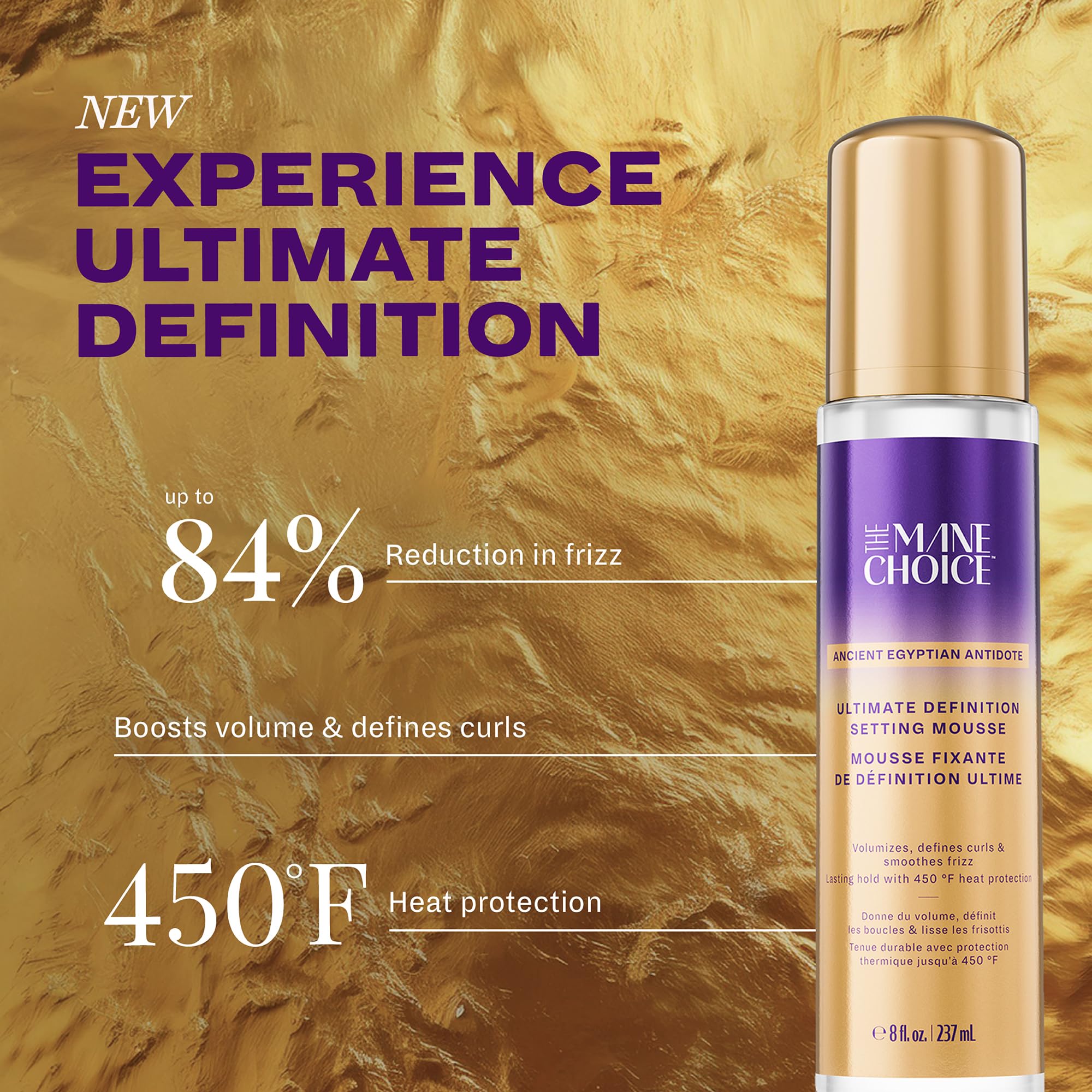 The Mane Choice mousse dispense close-up showing smooth texture for frizz control.