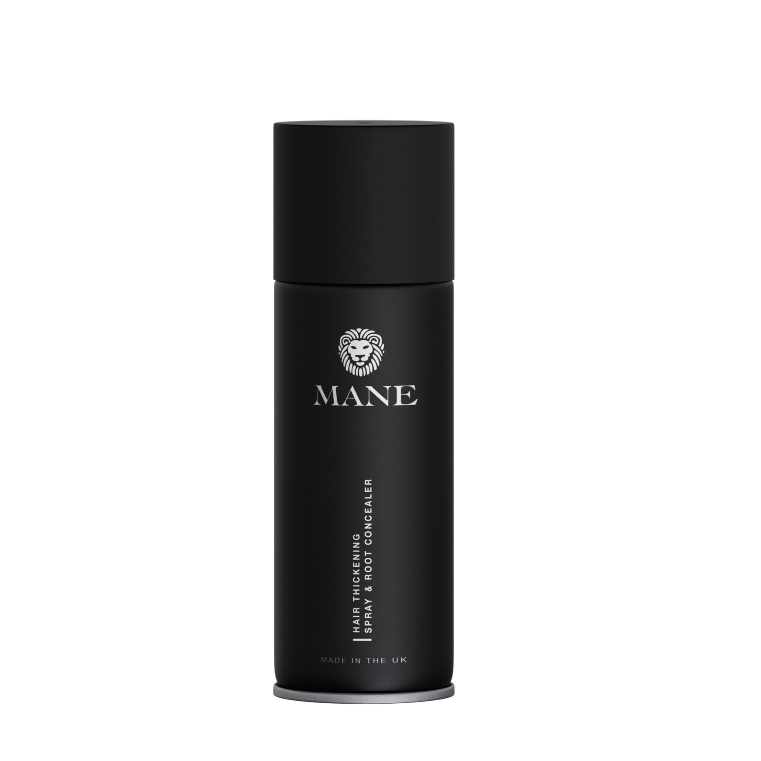 MANE Hair Thickening Fiber Spray grey bottle showing instant fullness.