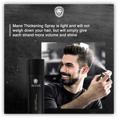 MANE Hair Thickening Fiber Spray on hair creates noticeable volume.