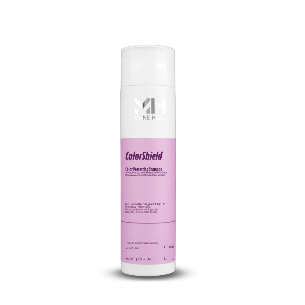 MANE HEAD ColorShield shampoo bottle emphasizes color protection for vibrant, lasting results