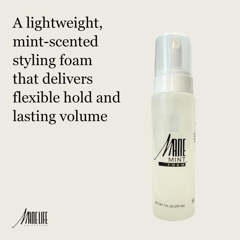 Mane Life Mint Foam with invigorating mint scent for refreshing styling sessions.
