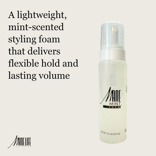 Mane Life Mint Foam with invigorating mint scent for refreshing styling sessions.