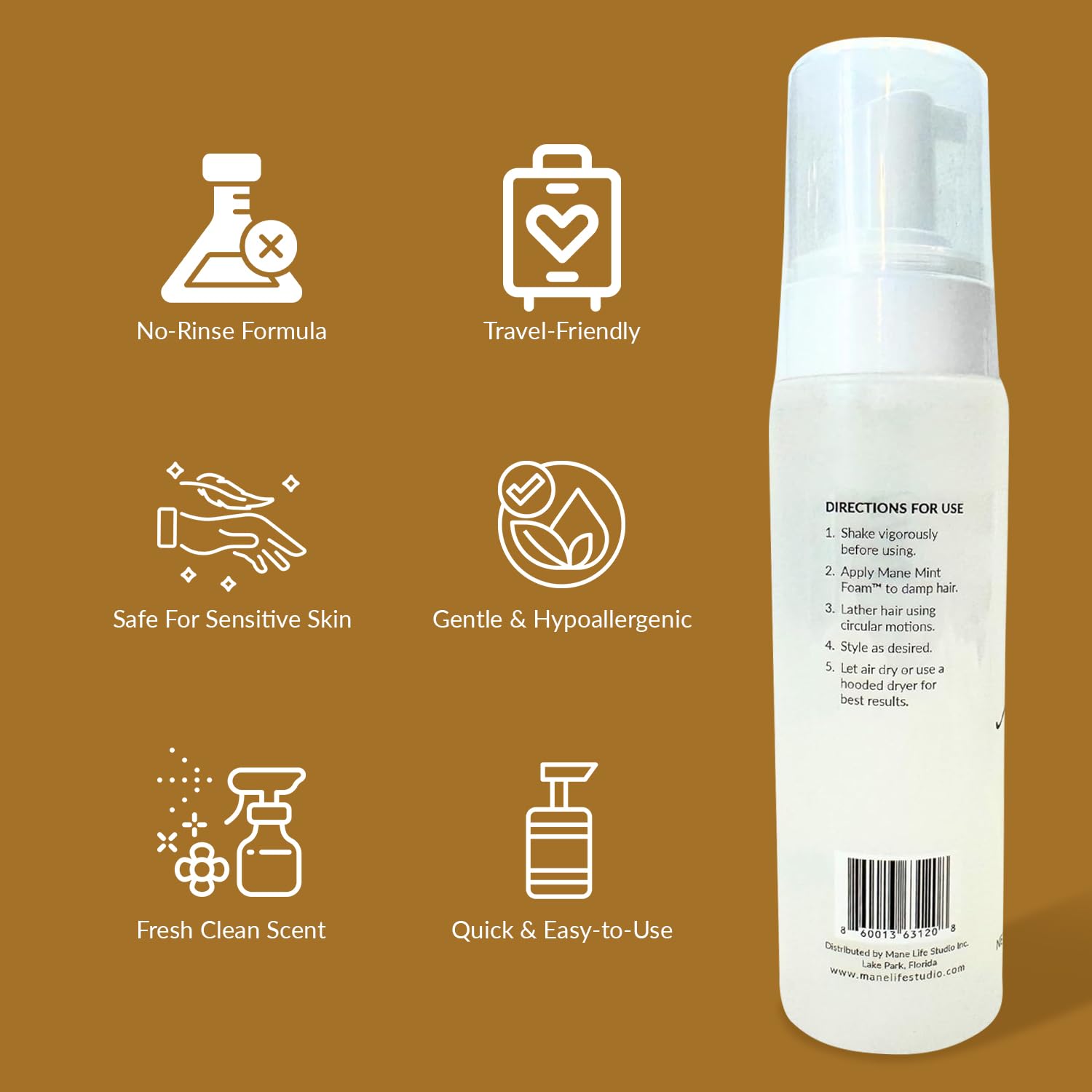 Mane Life Mint Foam packaging shows a user-friendly pump for easy dispensing.