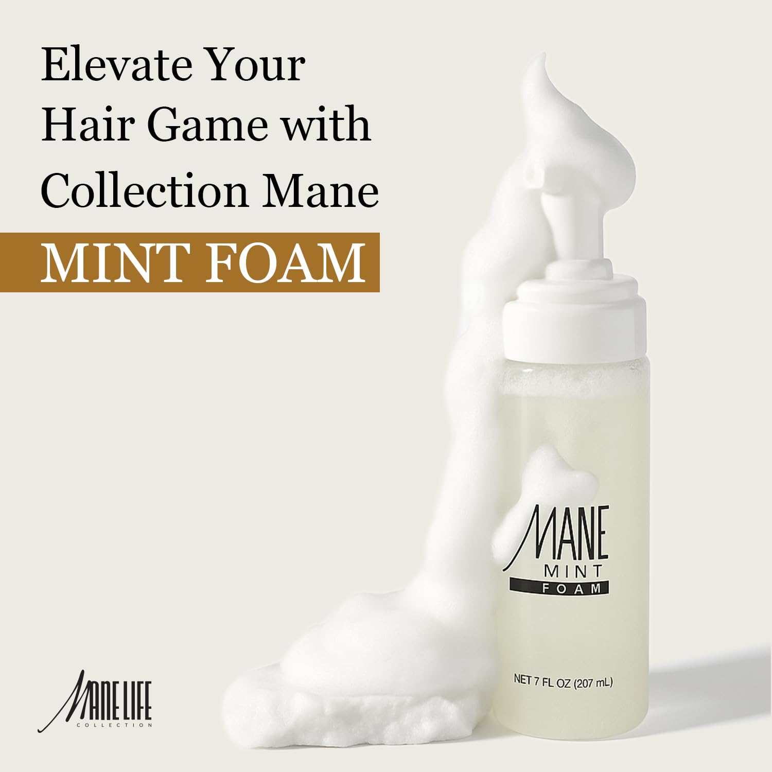 Mane Life Mint Foam boosts shine and volume for a glossy, bouncy look.