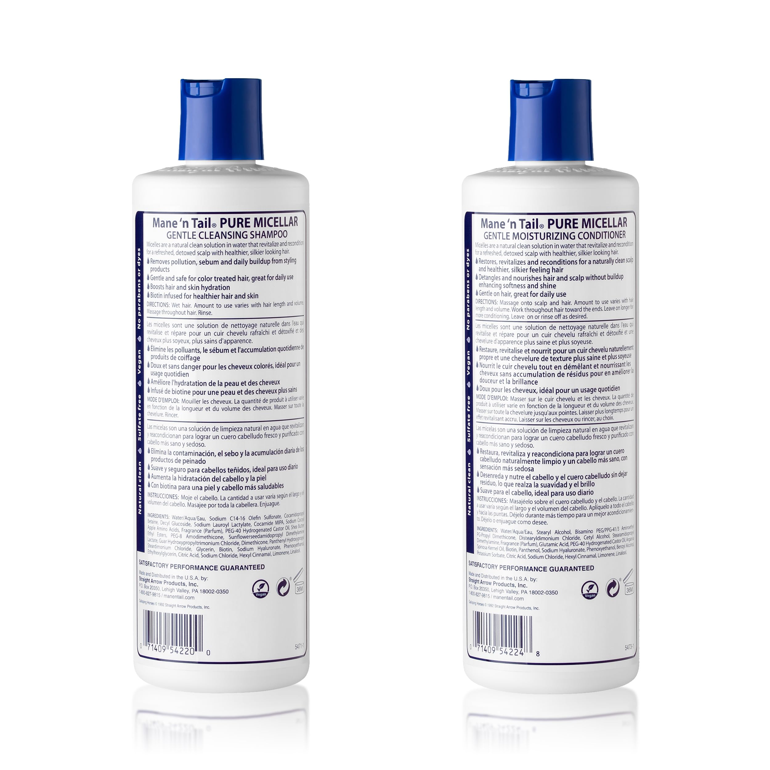 Mane 'n Tail micellar conditioner bottle front, detangling for smoother, stronger strands.