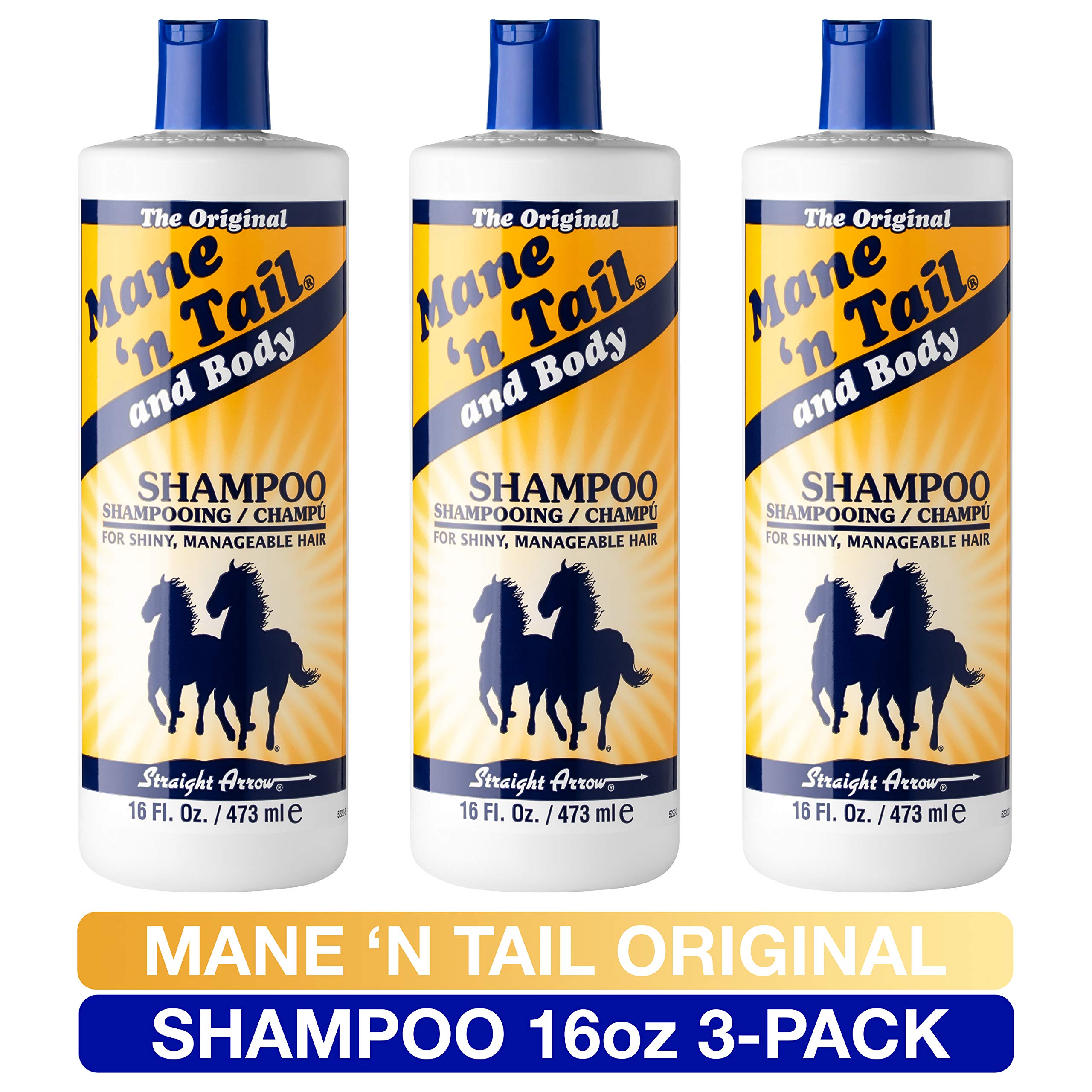 Mane n Tail Original Formula shampoo being poured for easy application.