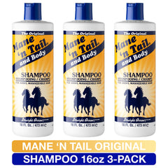 Mane n Tail Original Formula shampoo being poured for easy application.