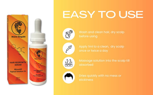 Mane Regain dropper application for precise dosing on thinning areas.