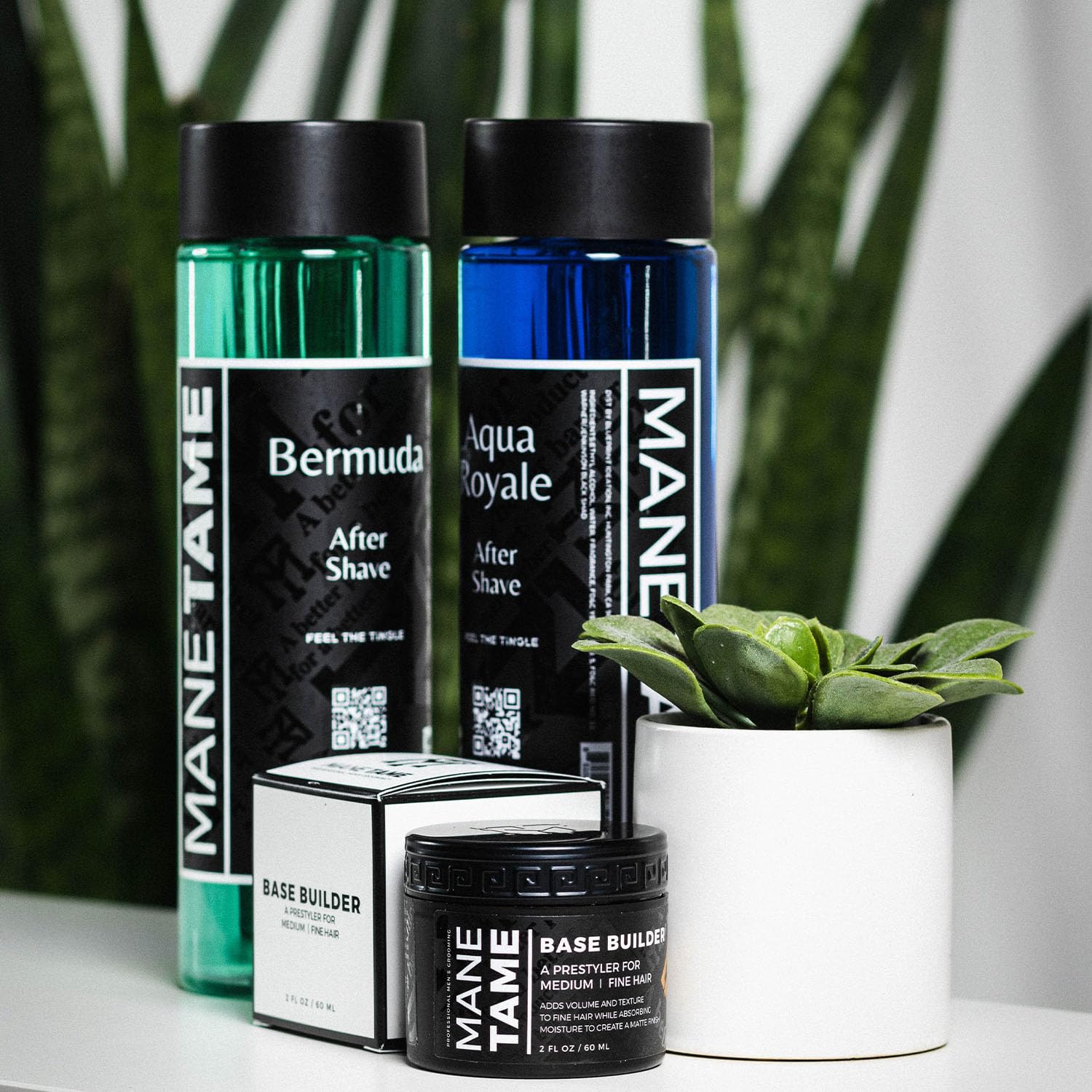 MANE TAME Bermuda ingredients closeup showing premium components