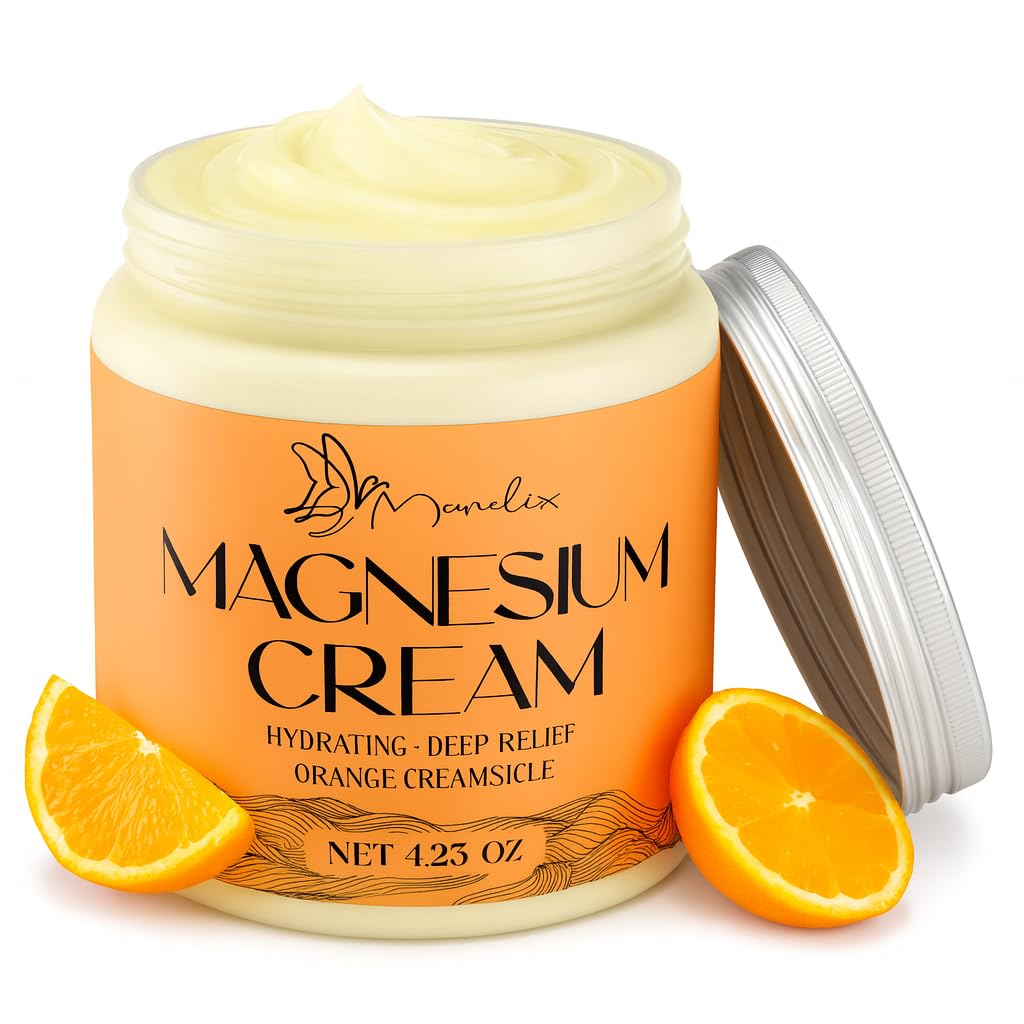 Manelix Magnesium Cream bottle with orange creamsicle scent for relaxing evenings