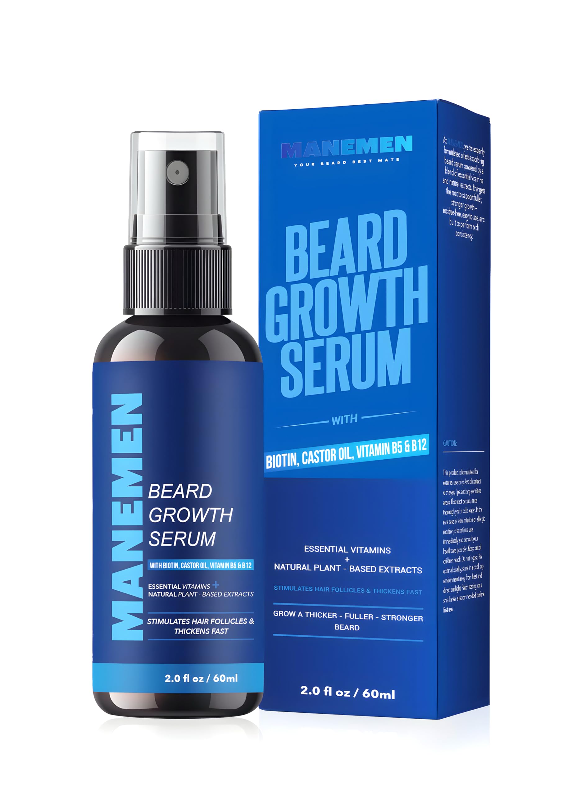 MANEMEN Beard Growth Serum Spray bottle pump for easy daily application and fuller beards