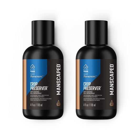 MANSCAPED Crop Preserver bottle demonstrating cooling aloe and anti-chafing protection for daily comfort.