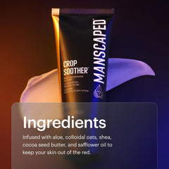 MANSCAPED Crop Soother dermatologist-tested badge implies skin compatibility