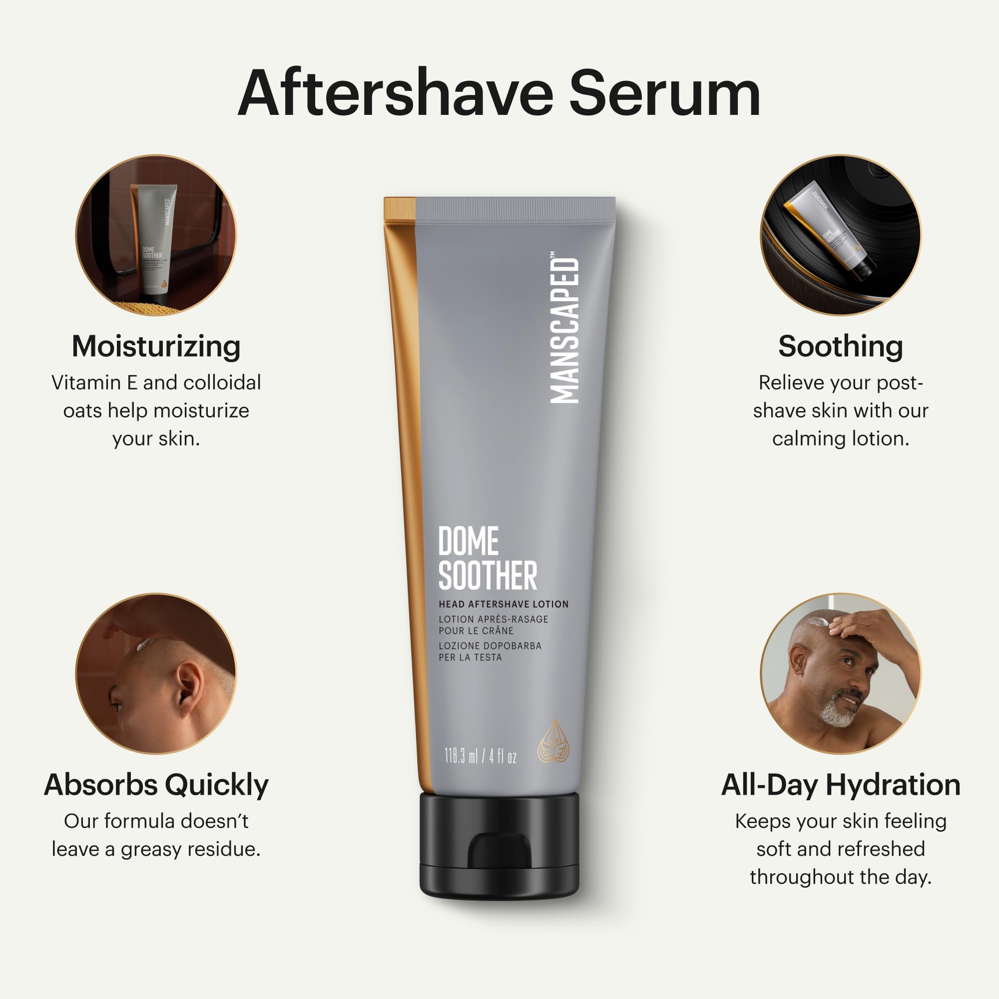 MANSCAPED Dome Soother applied to the scalp for soothing, non-sticky comfort.